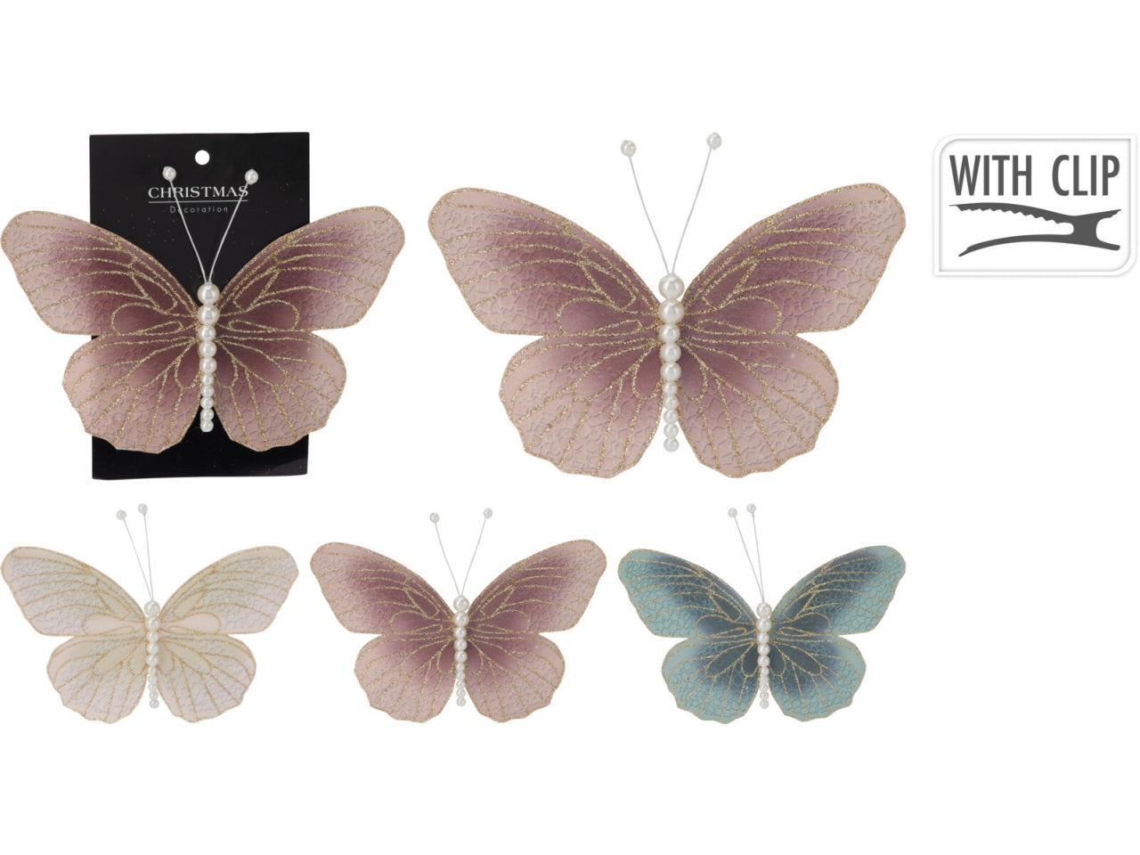Farfalla con clip 18cm, assortite
