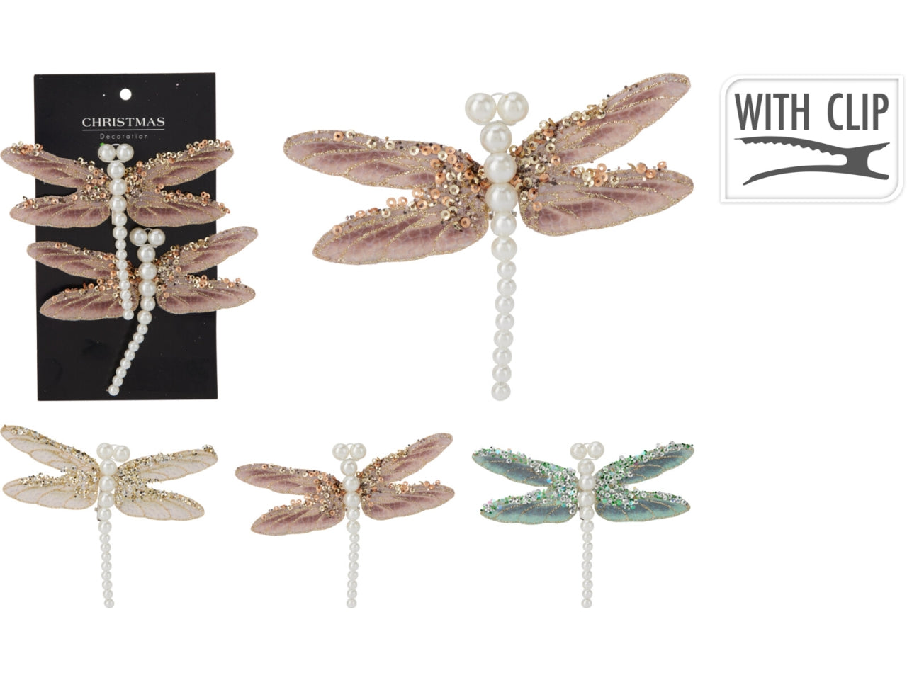 Libellula con clip 13cm, assortite
