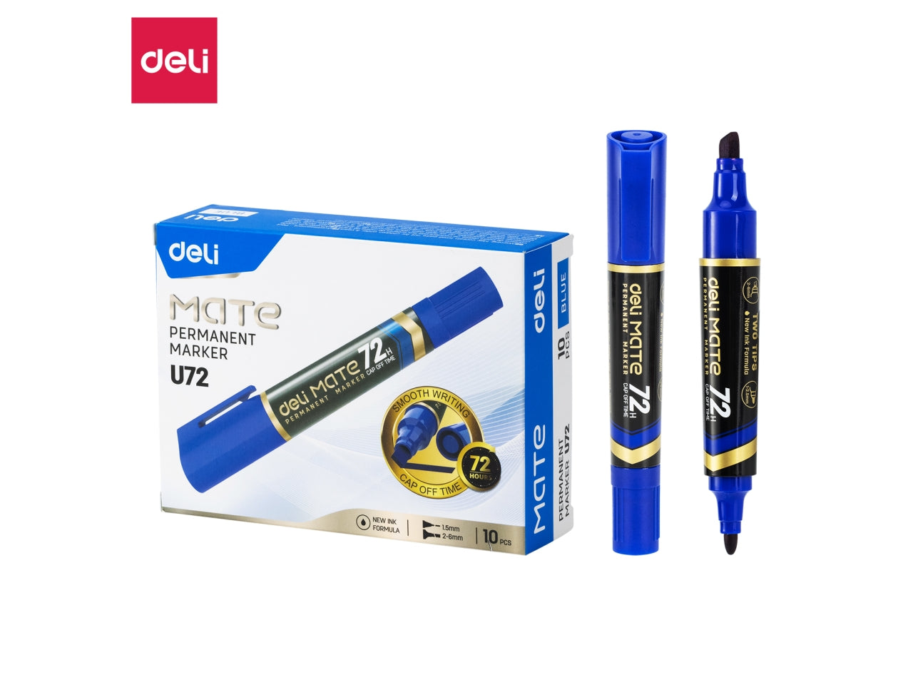 Marcatore doppia punta scatola da 10 pezzi blu