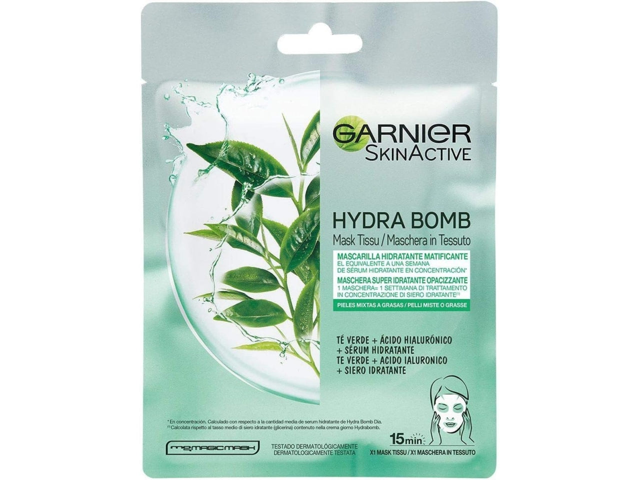 Garnier maschera viso in tessuto hydrabomb idratante 35gr