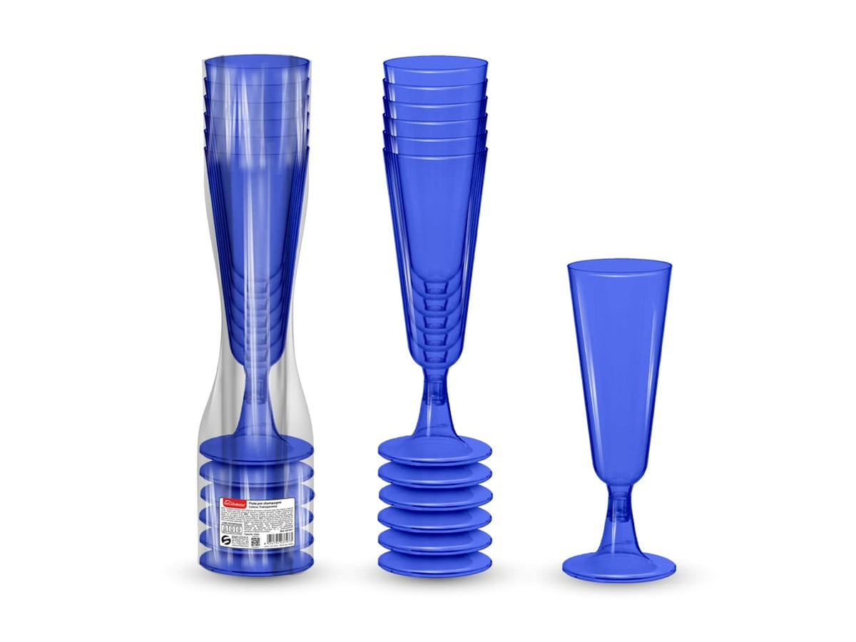 Flute champagne 125ml 6 pezzi blu