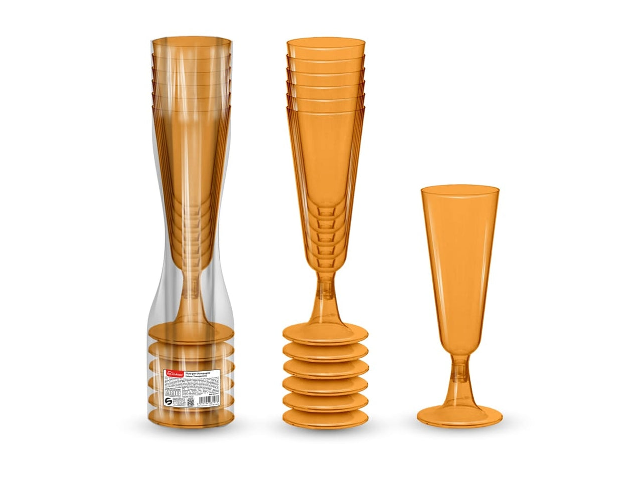 Flute champagne 125ml 6 pezzi arancione