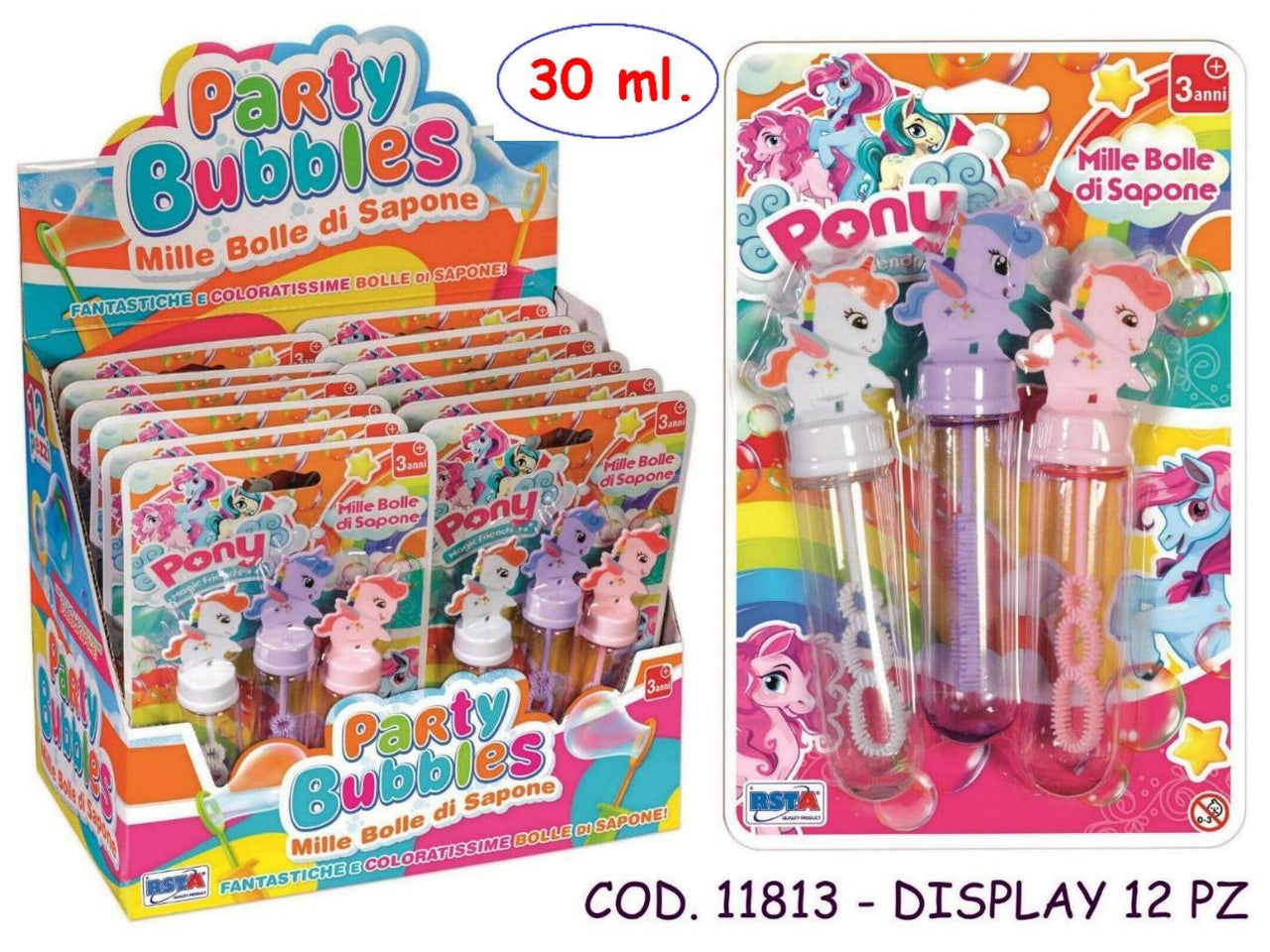 Bolle di sapone pony 3 tubi 30ml
