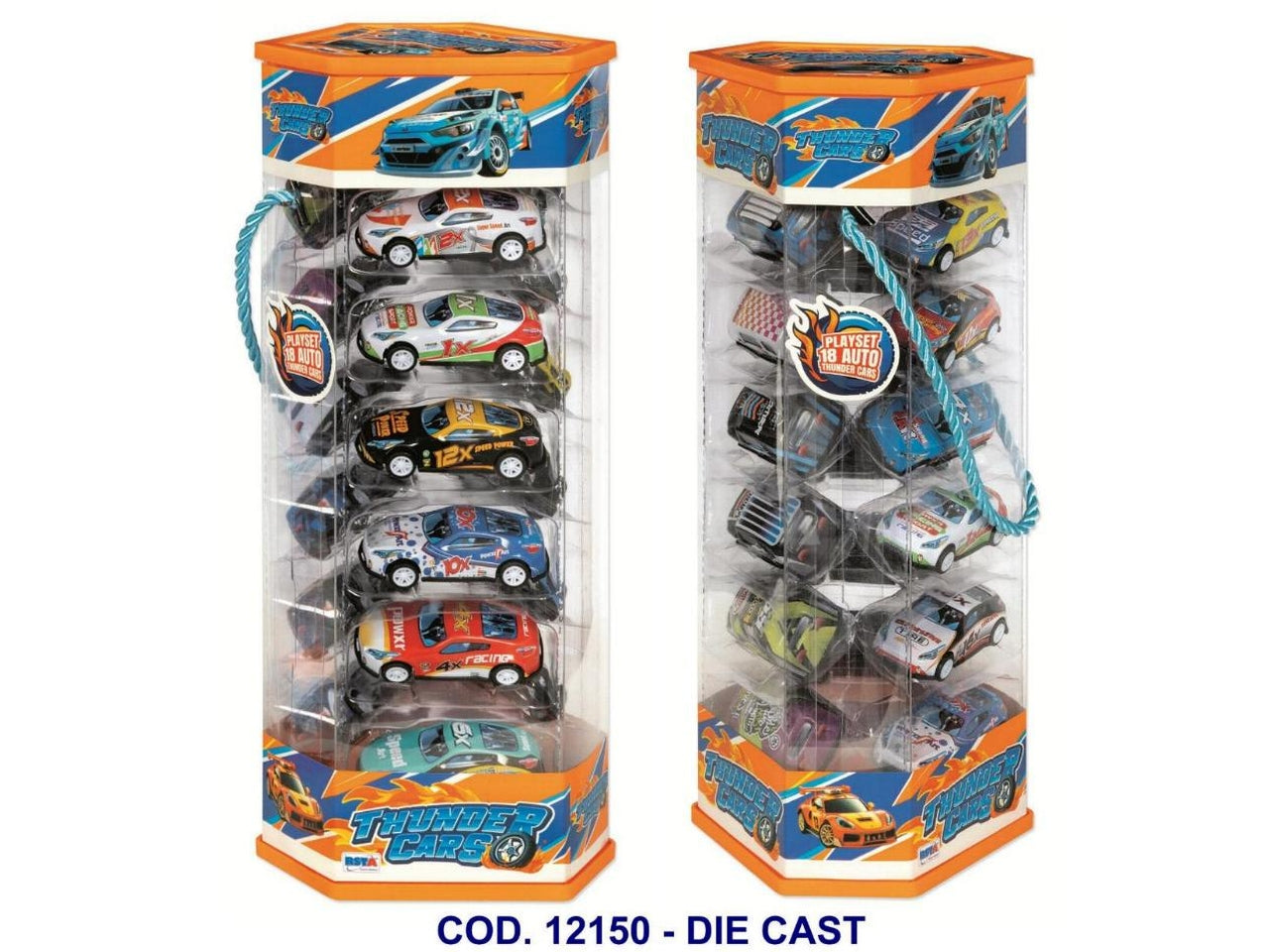 Set auto thunder cars 18 pezzi prisma trasparente
