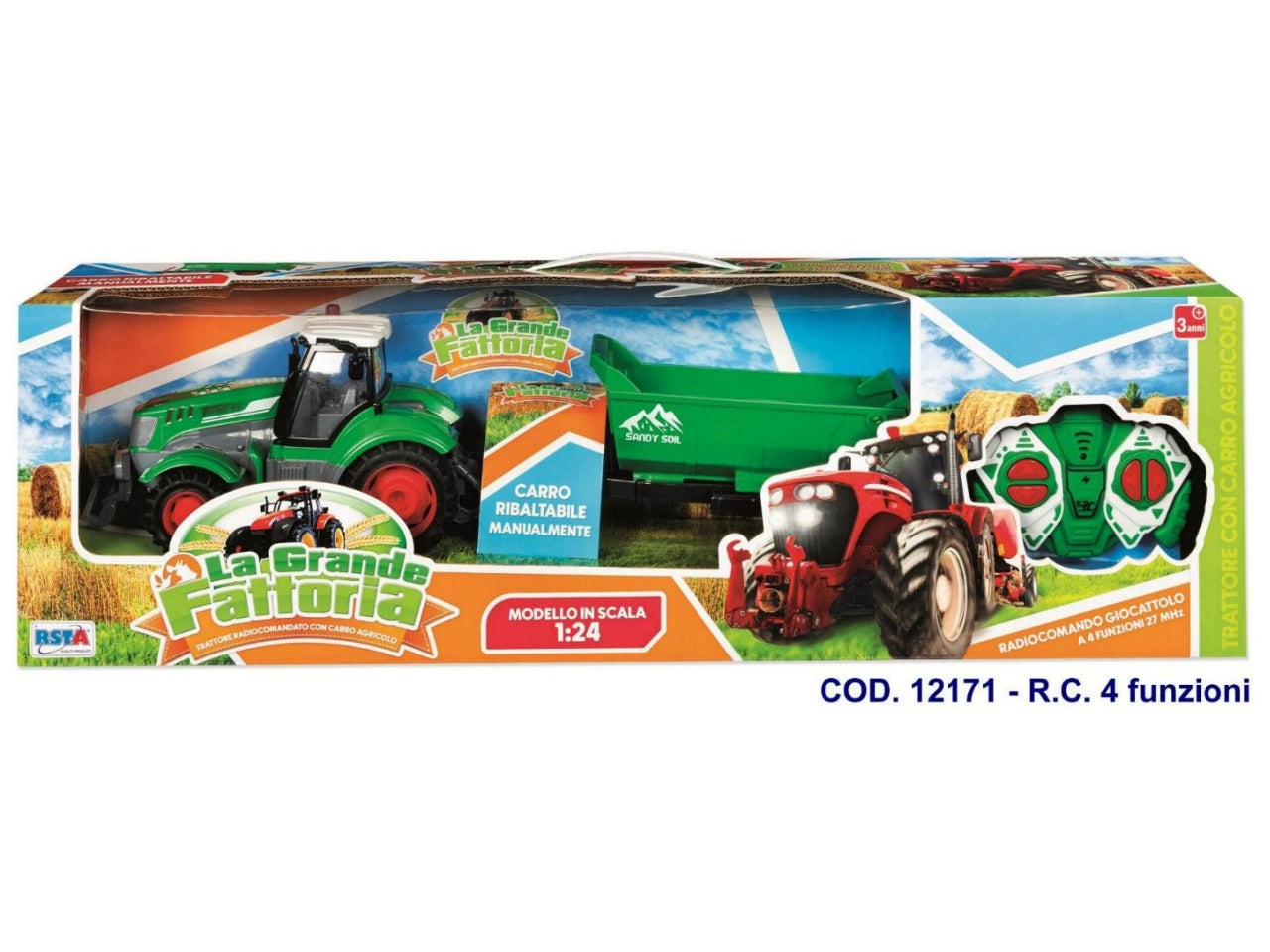 Trattore radiocomandato carro agricolo  in scala 1:24