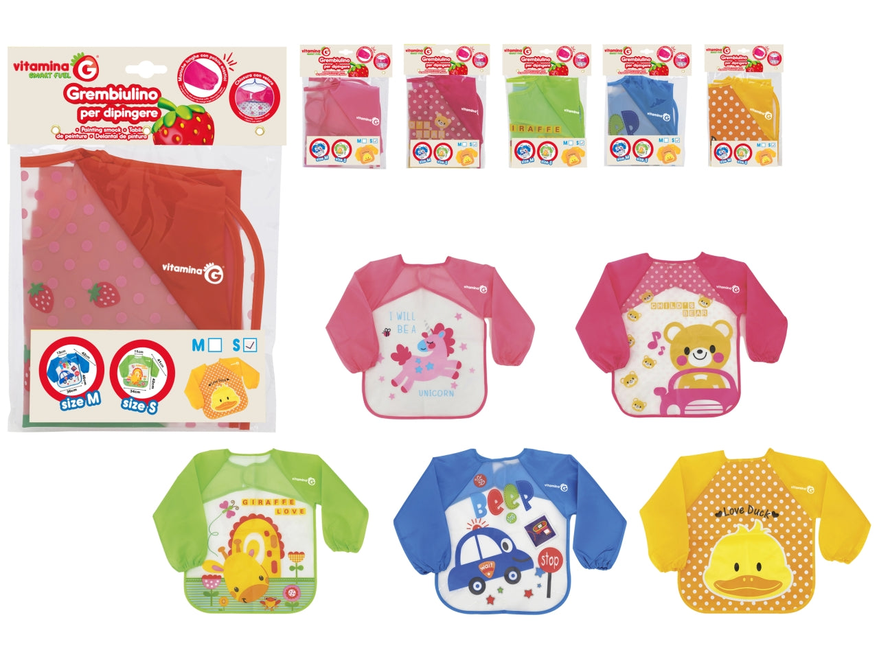 Vitamina G grembiulino per pittura assortiti e in 2 taglie