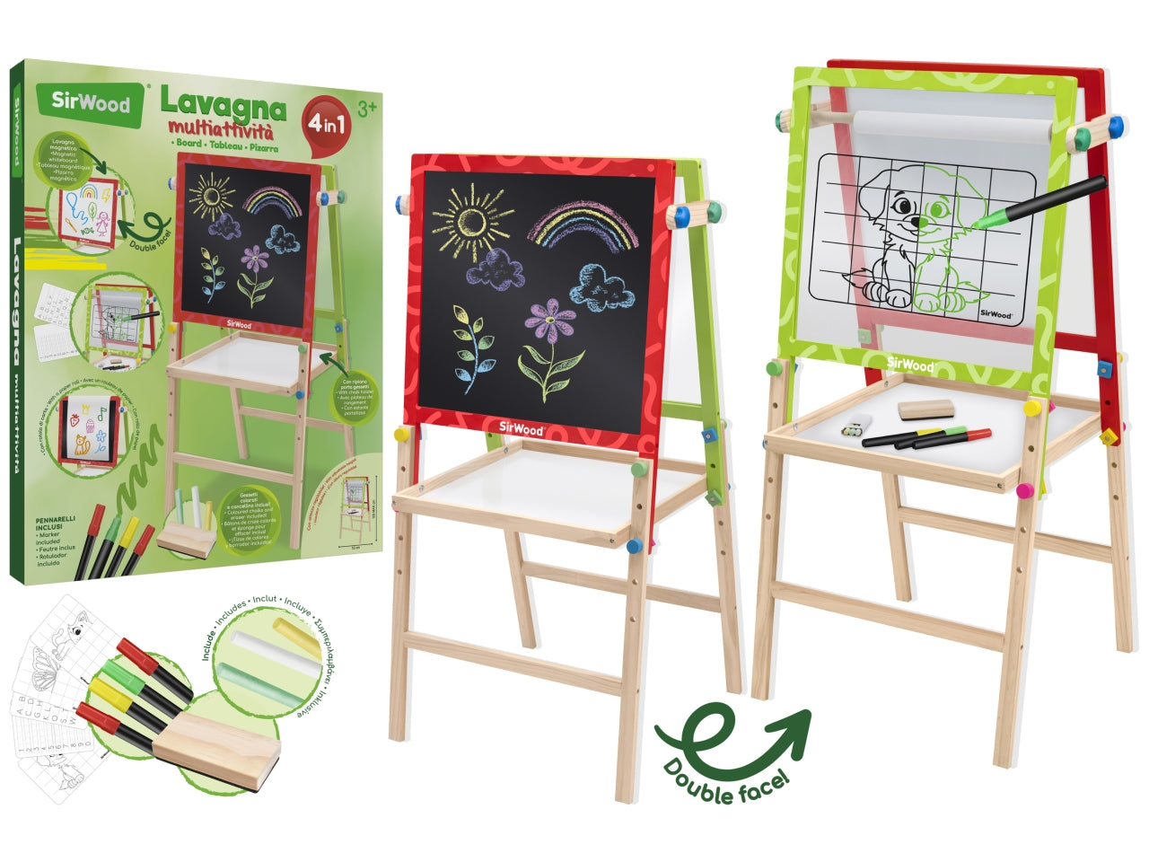 Sirwood lavagna in legno con accessori 53x50x109cm