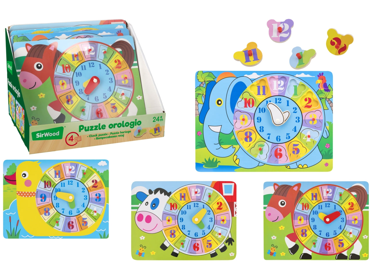 Sirwood puzzle orologio 30x22,7x0,8cm assortiti