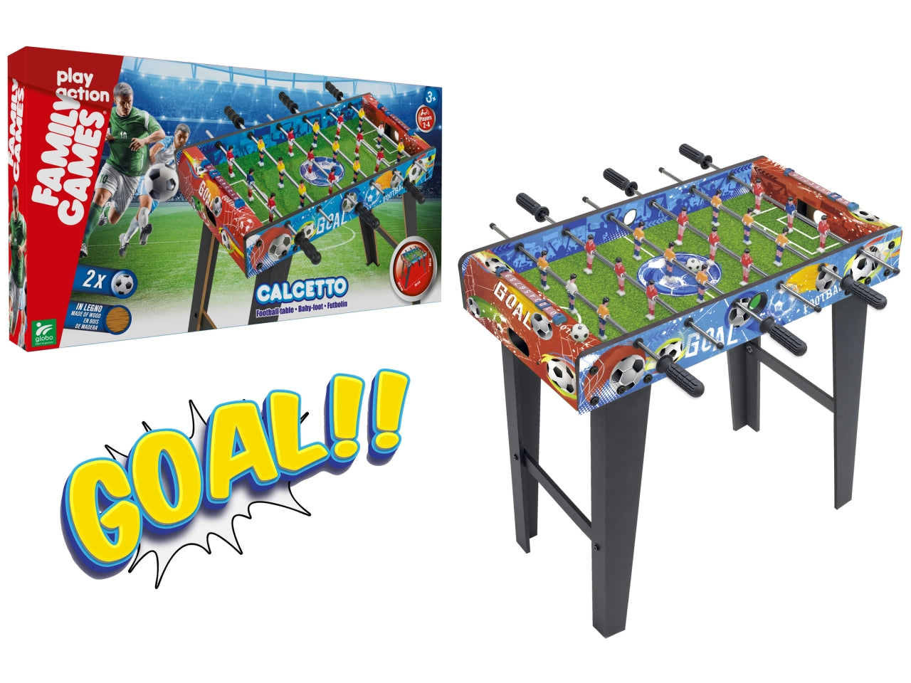 Family games calcetto legno 3 aste con gambe 69x36,5x69cm