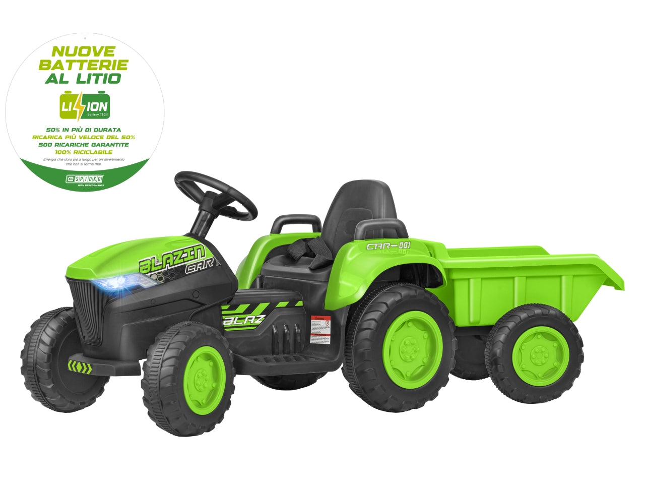 E-spidko trattore rimorchio batteria li-ion di colore verde