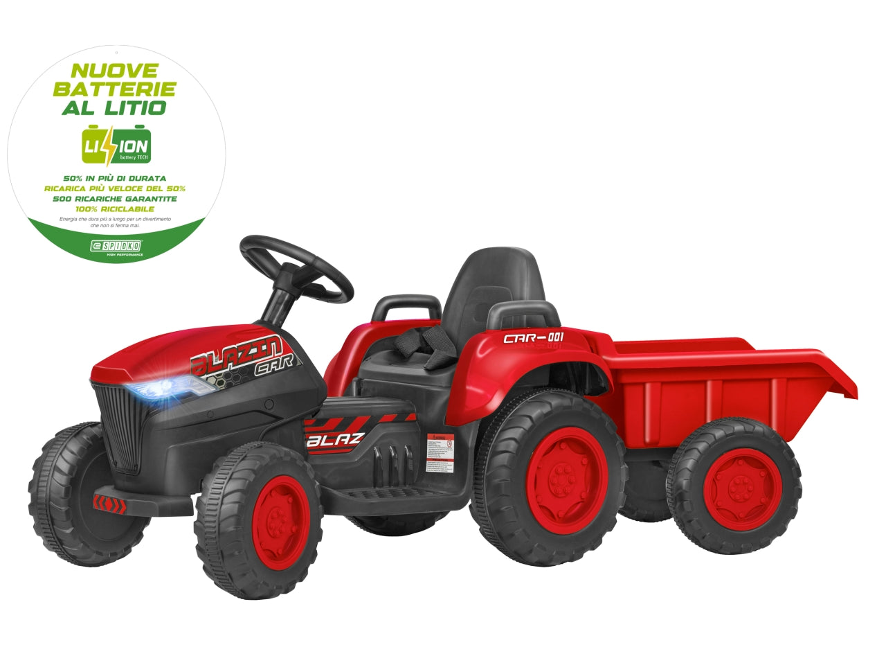 E-spidko trattore rimorchio batteria li-ion di colore rosso