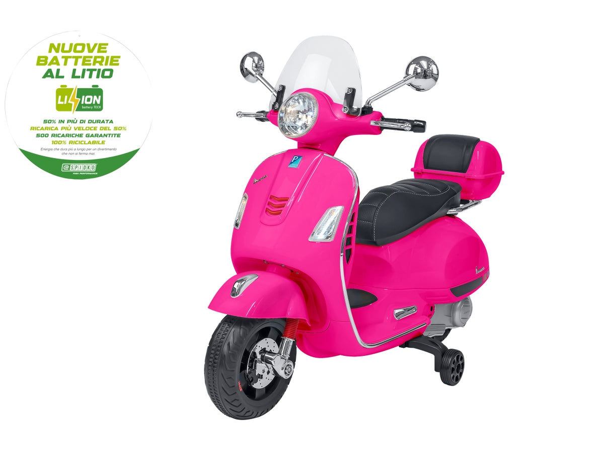 E-spidko vespa a batteria  li-ion gts 12v di colore rosa