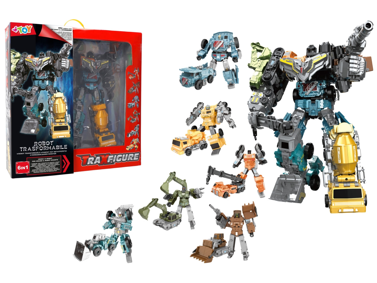 W toy robot traxfigure 6 in 1 con accessori