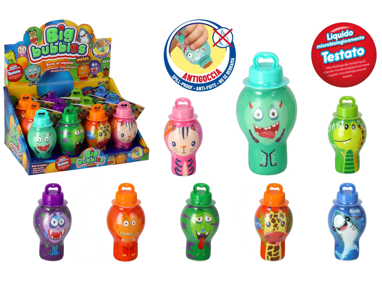 Big bubbles bolle di sapone animal antigoccia 30ml assortiti