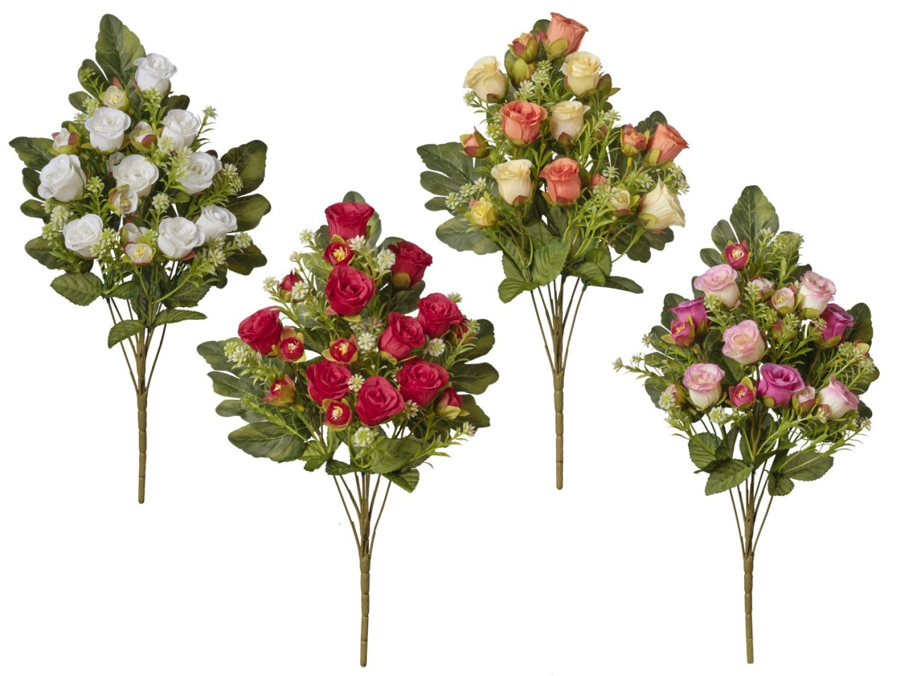 Mazzo frontale rose boccioli x 9 41cm 4 assortimenti