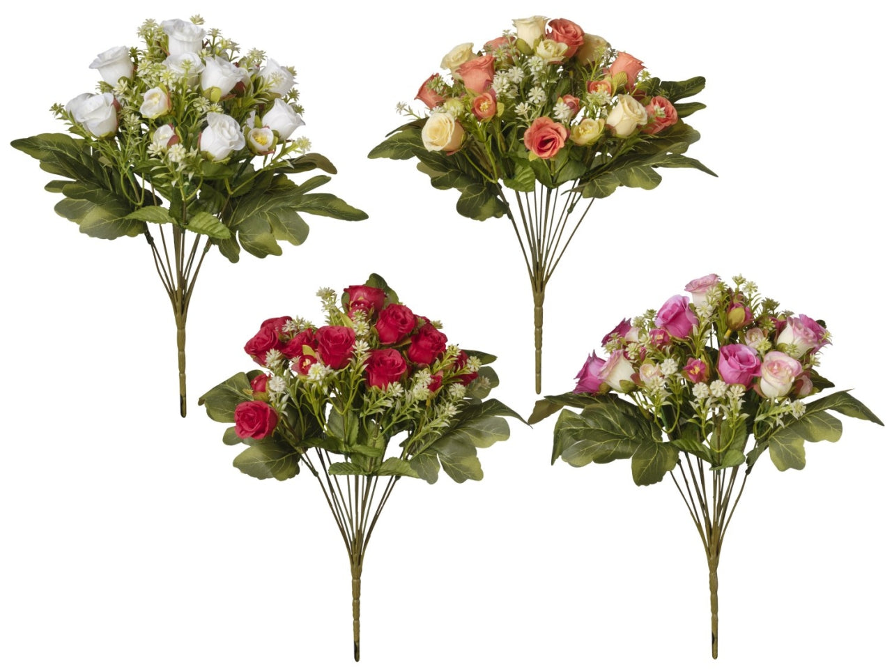 Mazzo rose bocciolo x 14 37cm 4 assortimenti