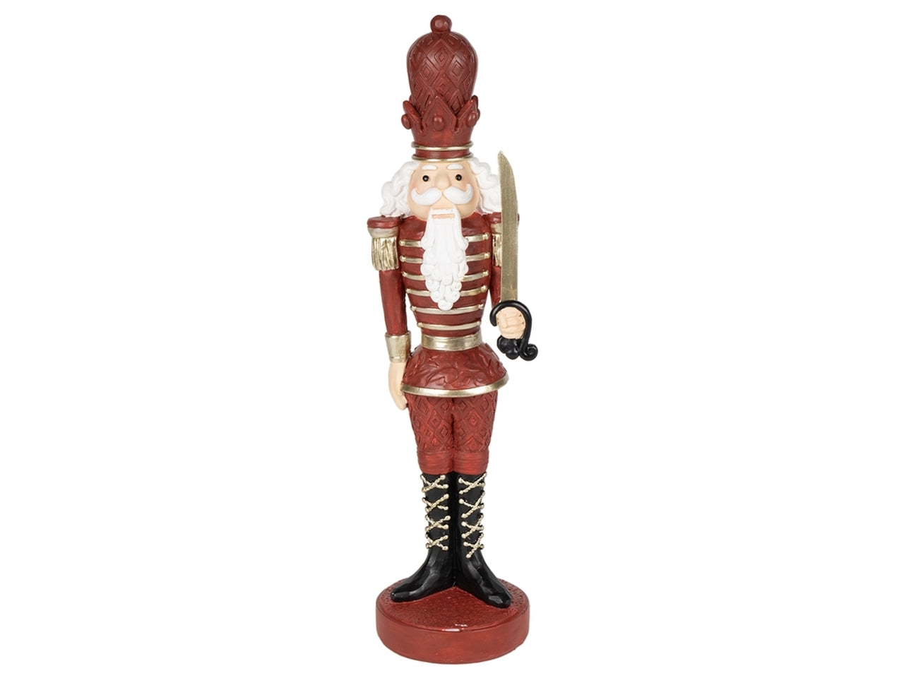 Schiaccianoci 38cm in resina rosso e oro