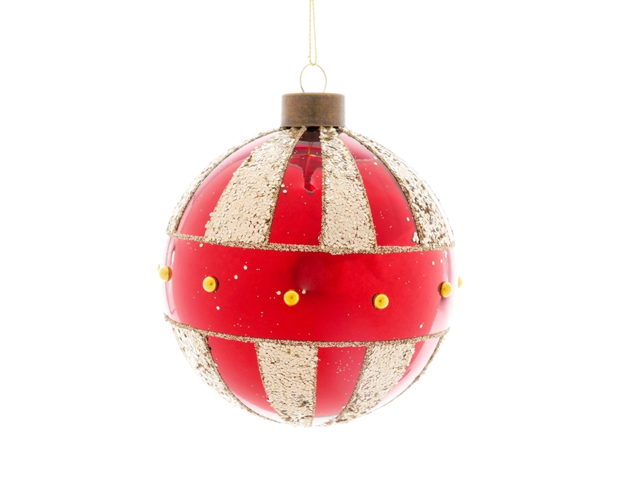 Palla in vetro 10cm rossa e oro