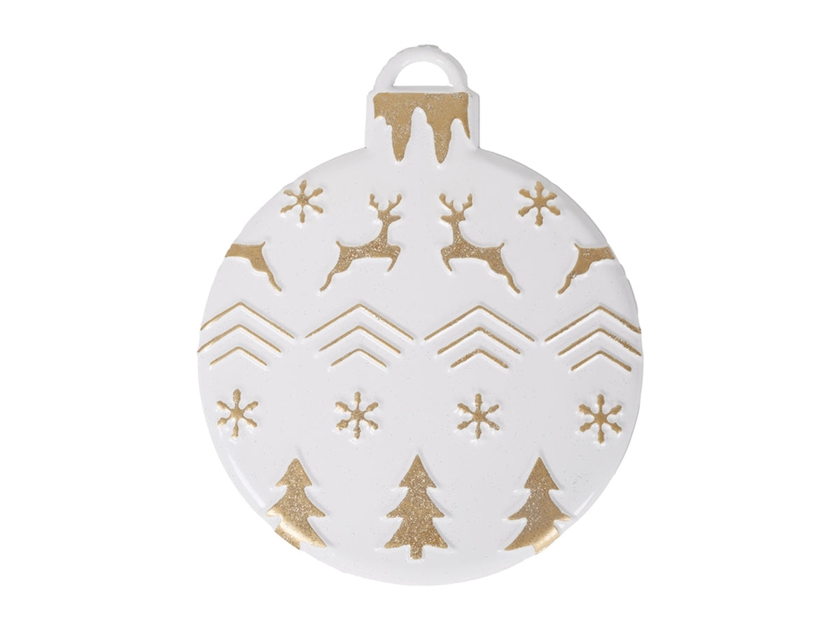 Decorazione palla 27x1,5x32cm in metallo bianco