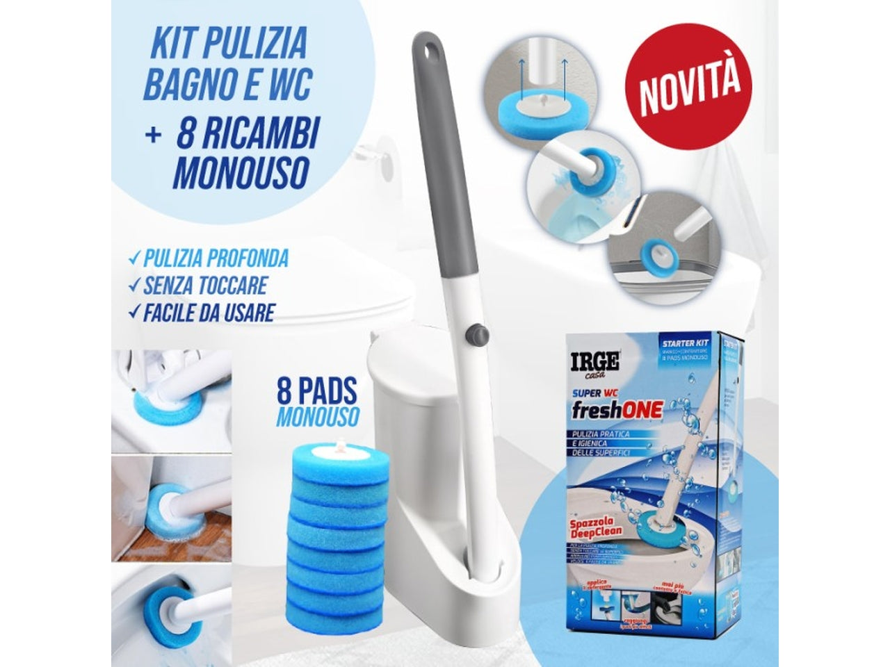 Scopino wc con spugne usa e getta