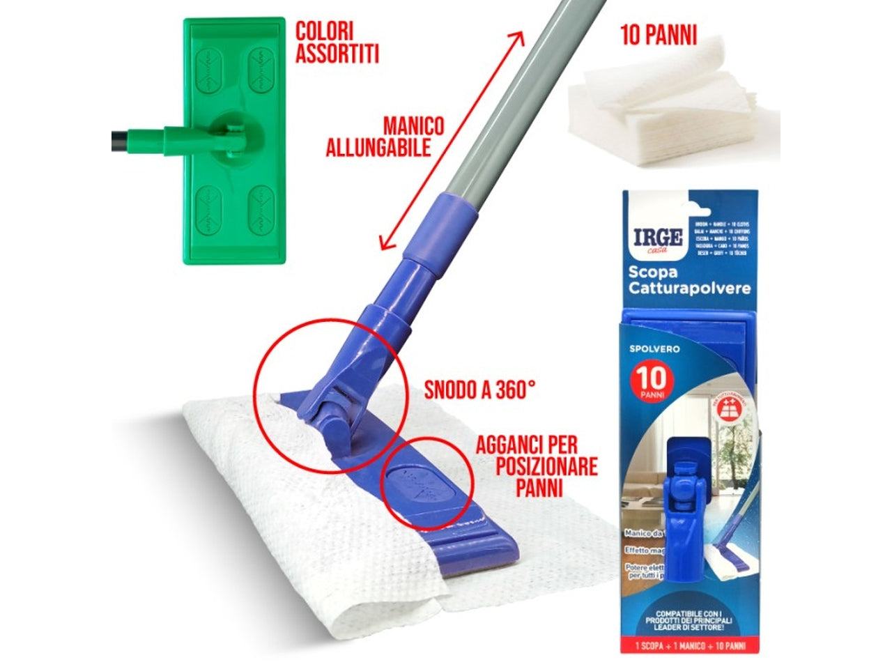 Spazzolone pratico irge 10 panni manico