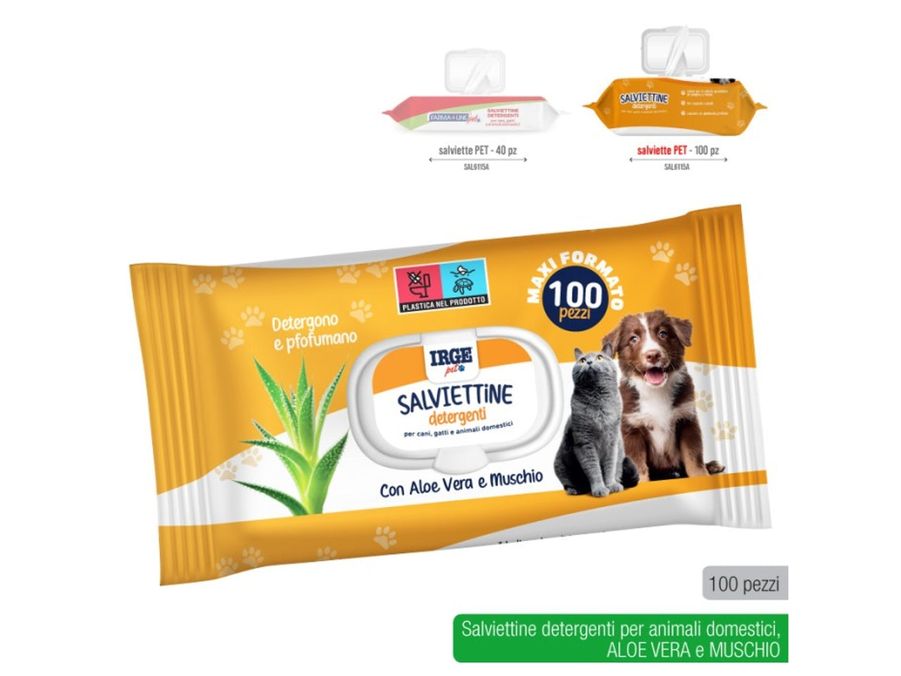Salviette pet profumate, set da 100 salviette