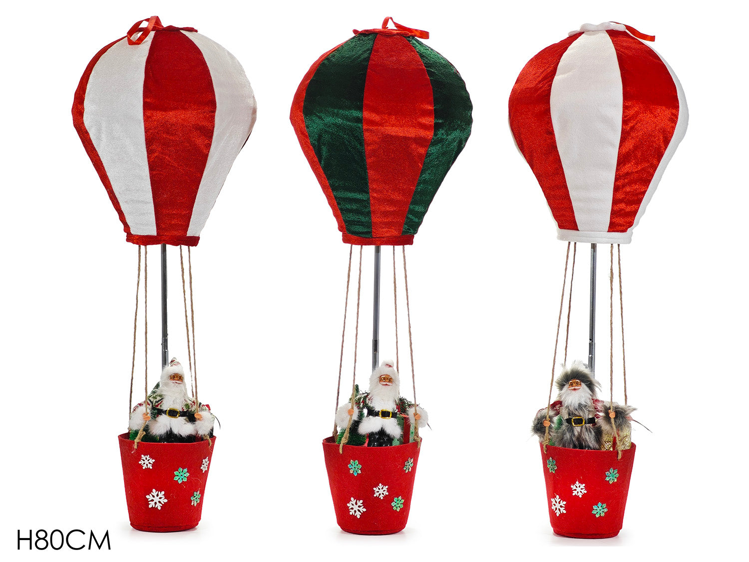Babbo natale su mongolfiera 80cm assortiti
