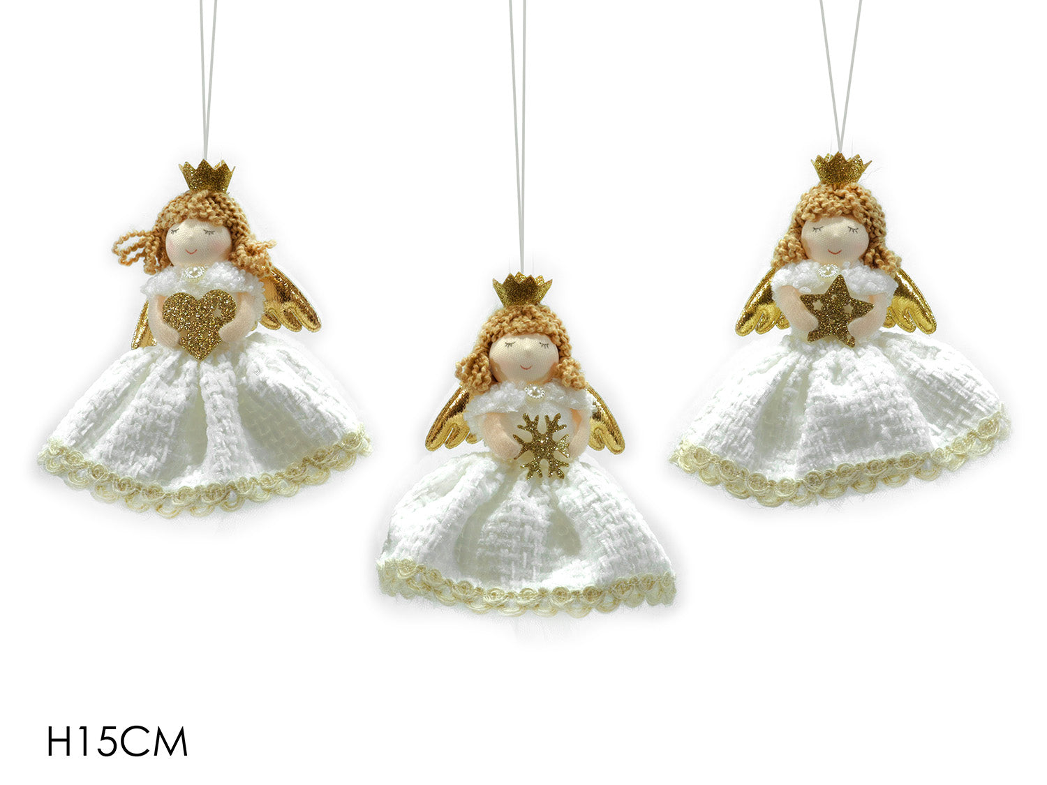 Appendino angelo bianco e oro 15cm assortiti