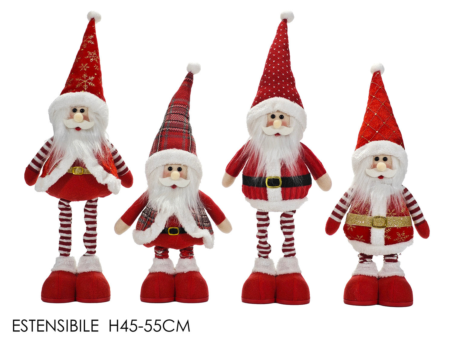 Babbo estensibile h.45/55cm rosso e bianco in 4 assortimenti