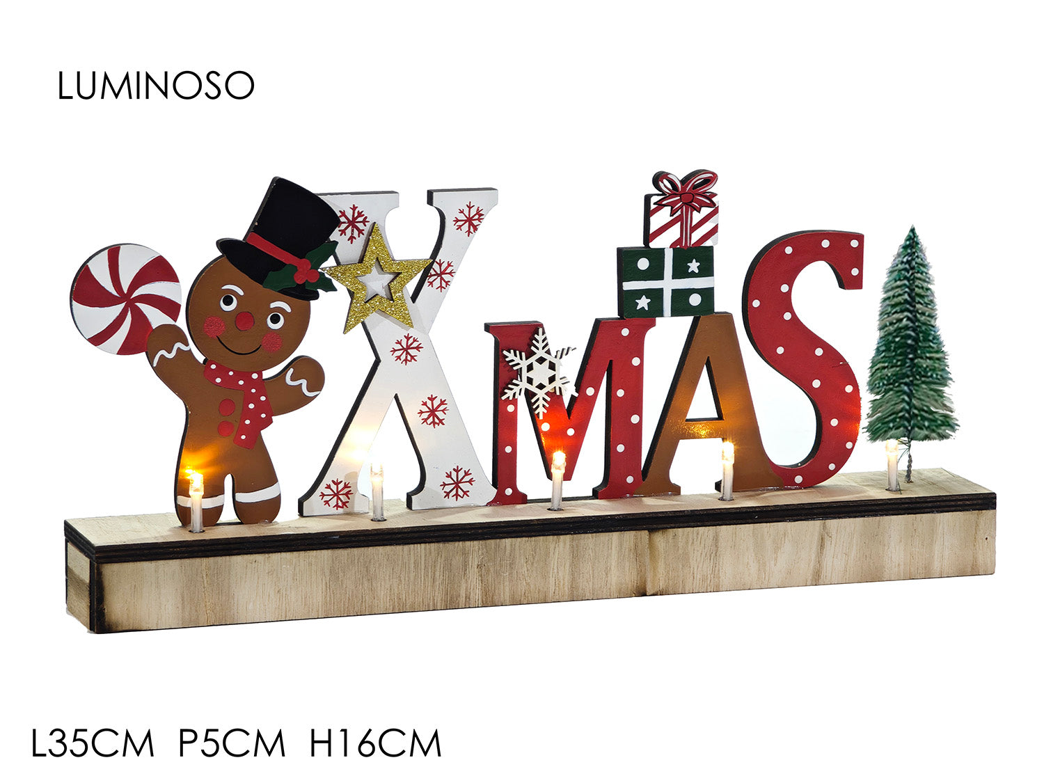 Scritta luminosa con omino pan di zenzero 16cm