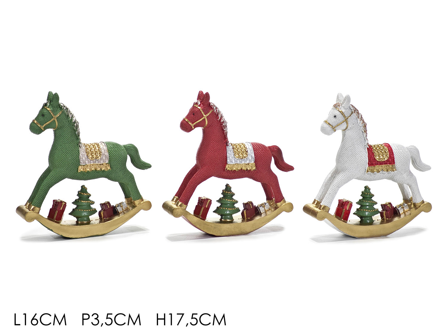 Cavalluccio a dondolo 16xh.17,5cm in 3 colori 3assortiti