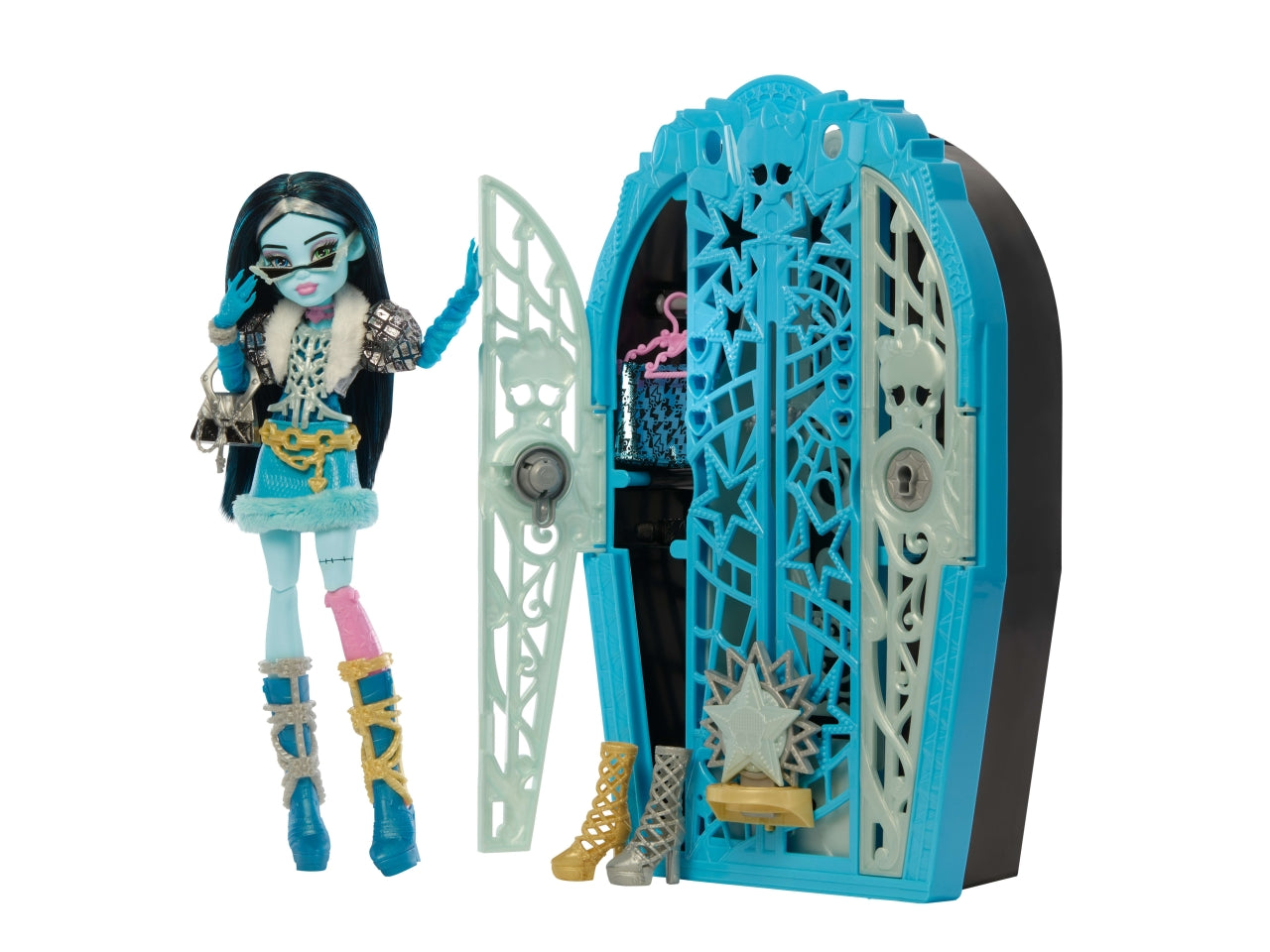 Monster High Segreti da brivido Frankie Stein bambola con abiti guardaroba e accessori glamour a sorpresa