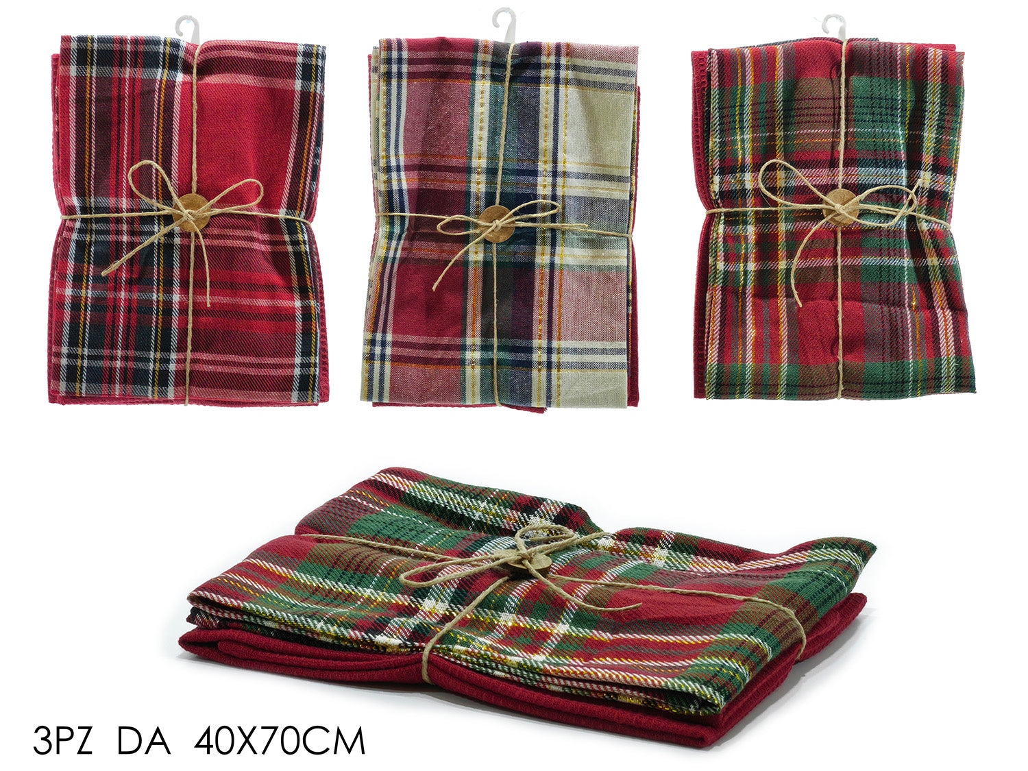 Canovaccio 40x70cm scozzese confezione da 2 pezzi, assortiti