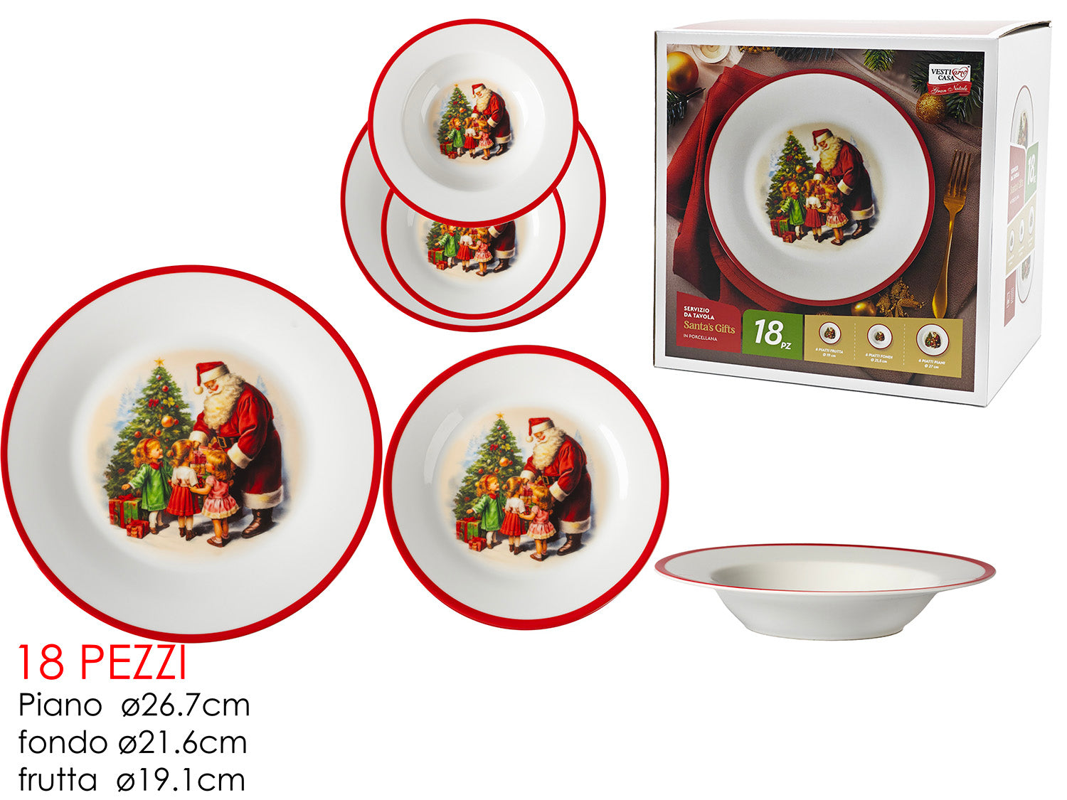 Servizio piatti santa's gifts da 18 pezzi
