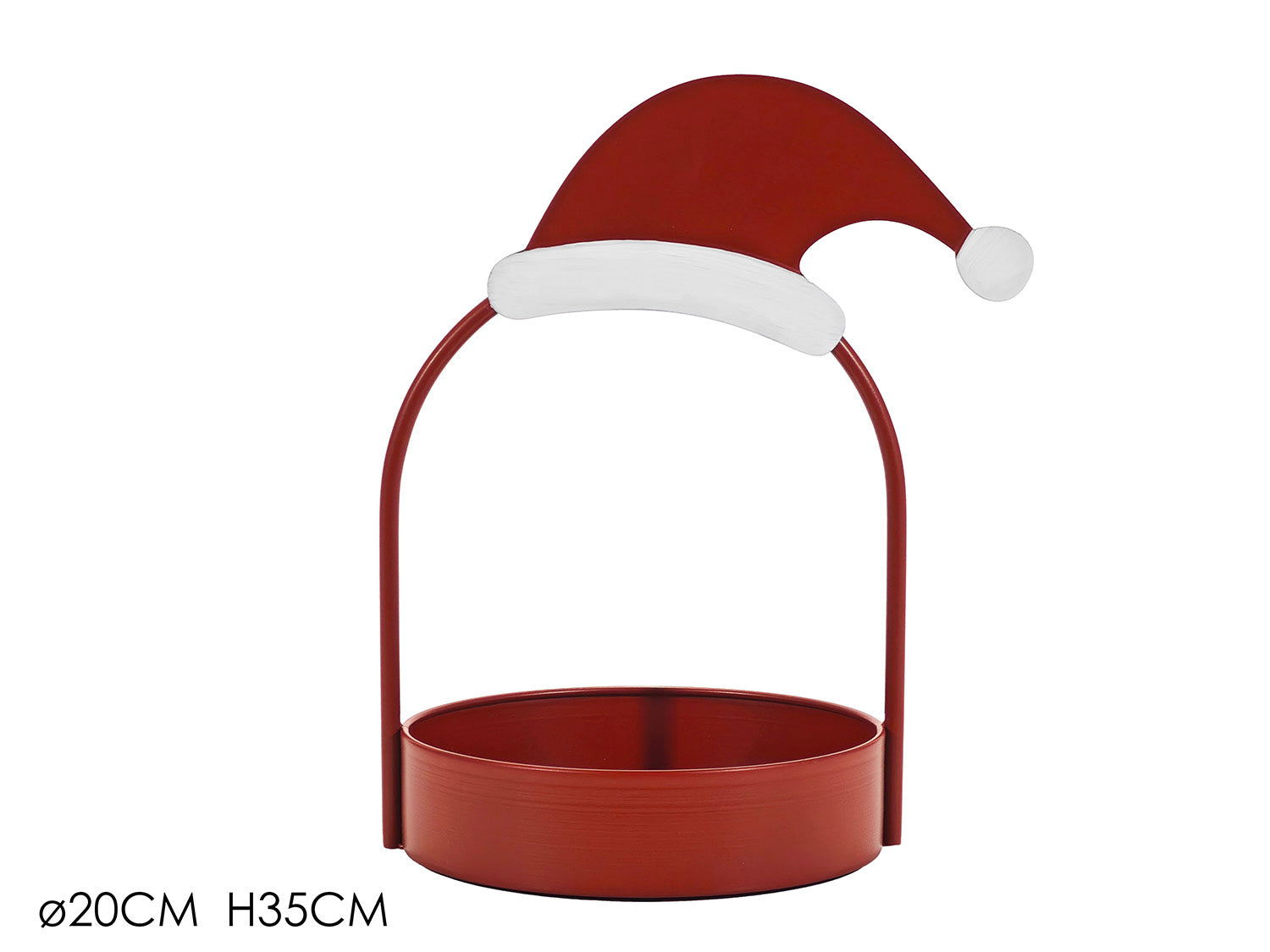 Vassoio con cappello babbo natale h.33cm rosso
