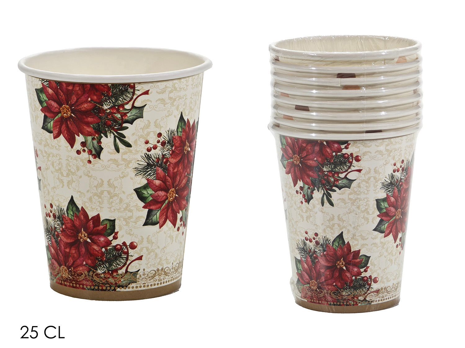 Bicchieri con fiore natalizio in confezione da 6 pezzi 25cl