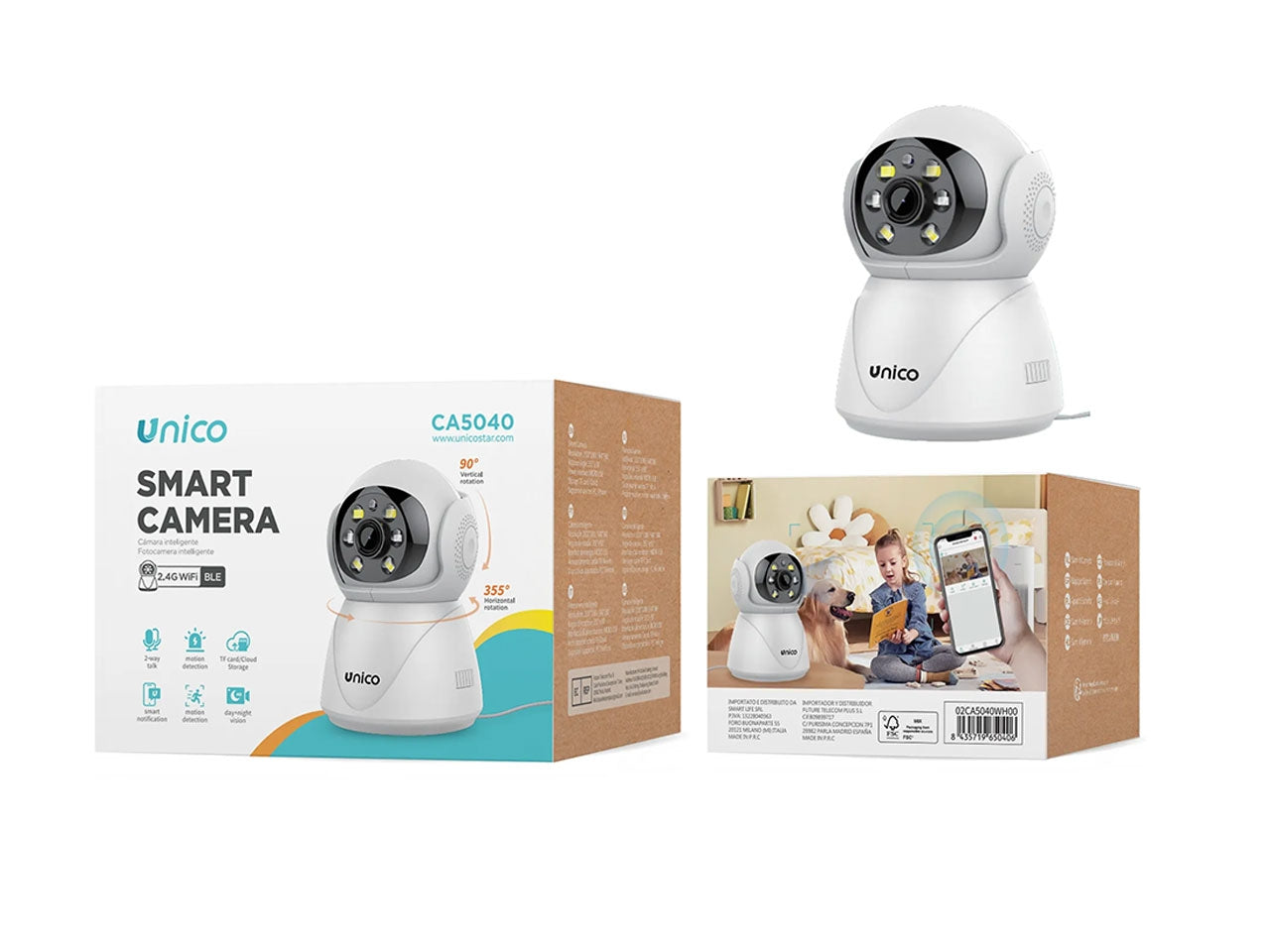 Telecamera da tavolo con doppia luce per interni modello Scarecrow (02UNICO,CA5040,Bianco)