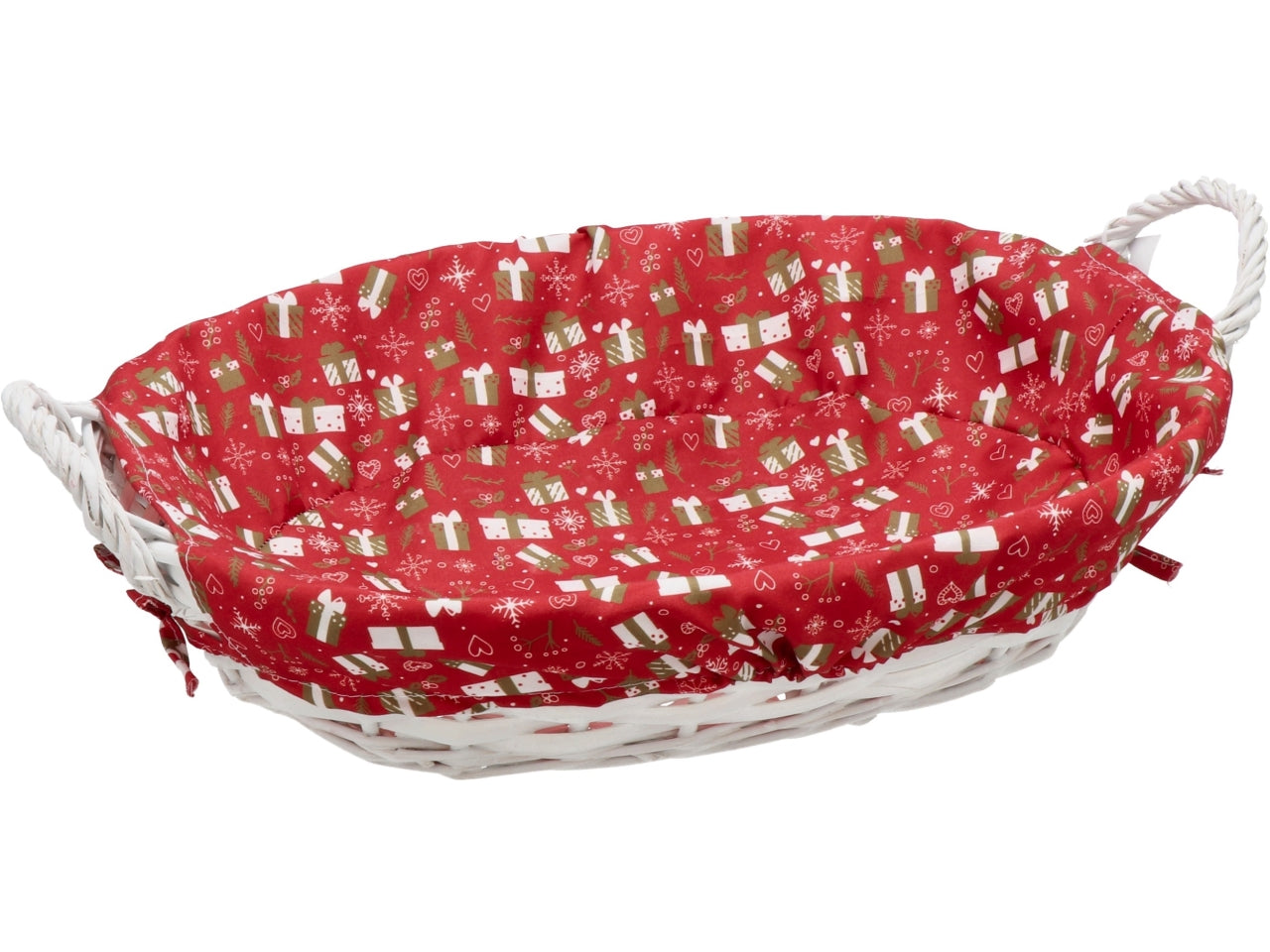 Cestino ovale salice con interno in tessuto 51x35xh.17cm