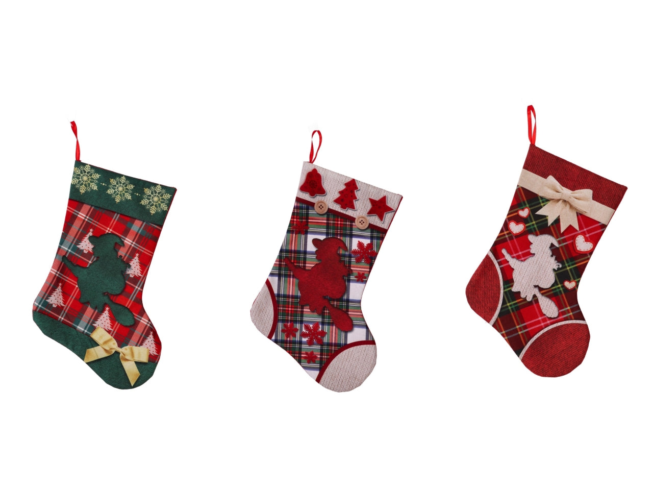 Calza befana in tessuto 17x27cm assortite