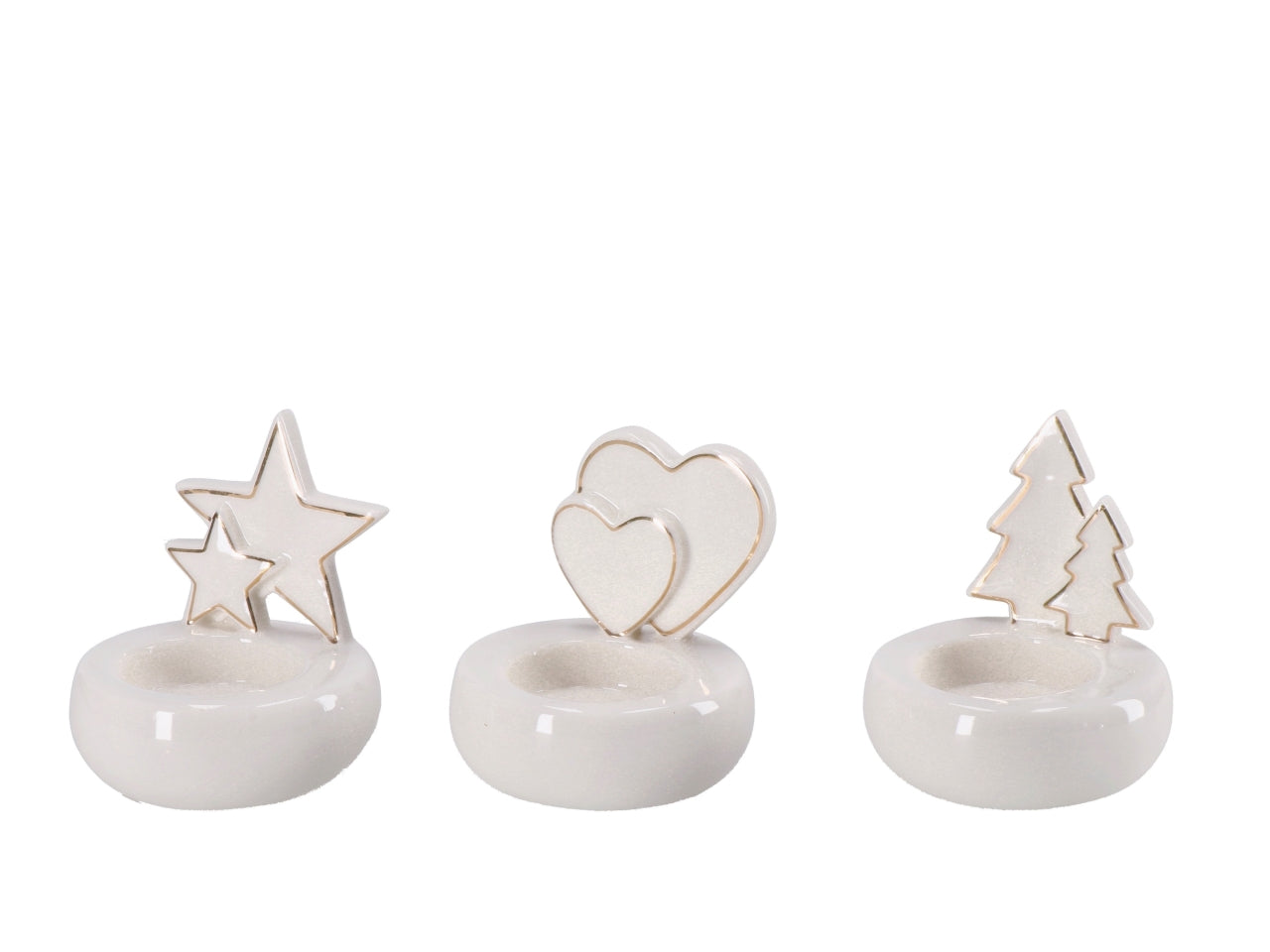 Portacandela ceramica 8x8cm bianco modelli assortiti