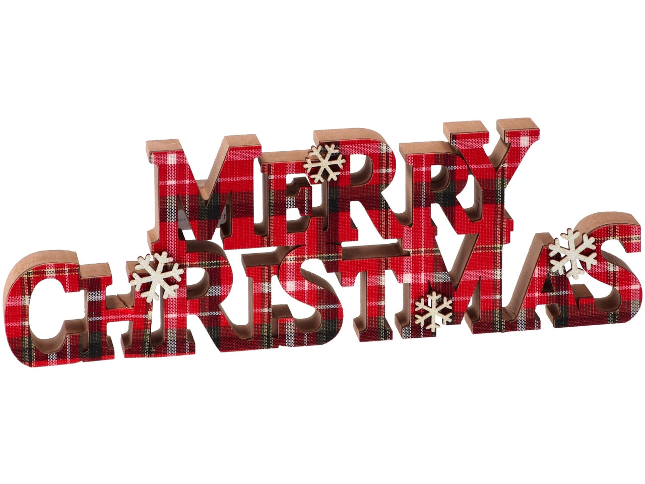 Scritta merry chrismas in mdf 38xh.13cm assortiti