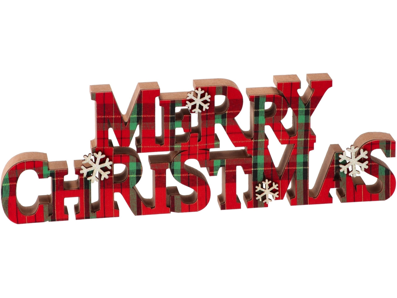 Scritta merry chrismas in mdf 38xh.13cm assortiti