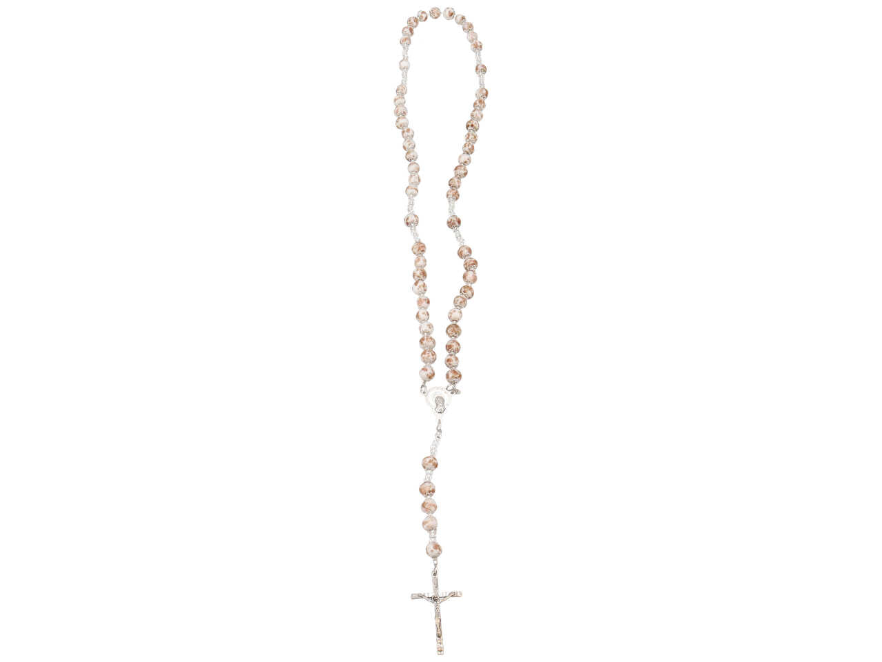 Rosario perle D.8 mm sommerso avventurina argento di colore  bianco