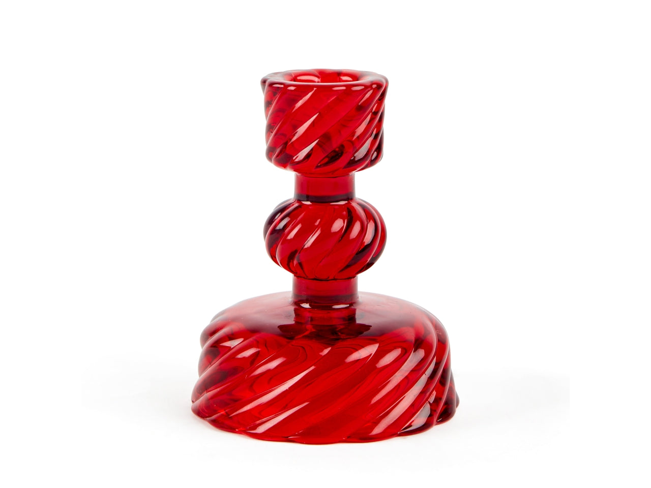 Portacandela in vetro rosso per candele stelo o tealight 8xh.10 cm