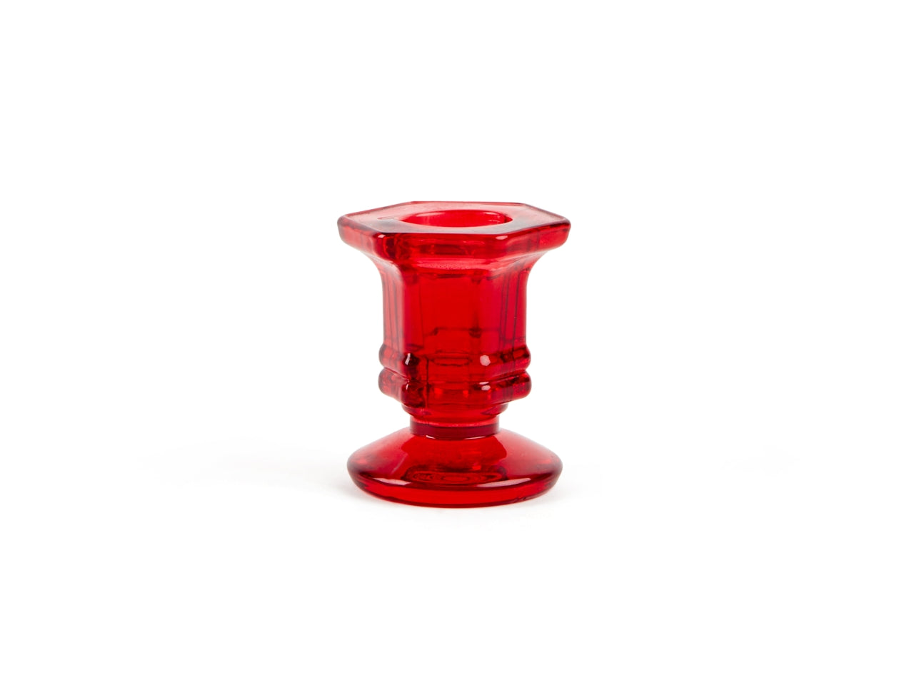 Portacandela in vetro rosso per candele a stelo 5xh.6cm