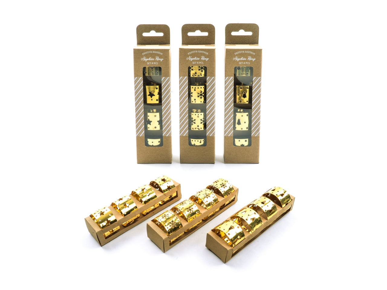 Portatovaglioli in metallo dorati 4,5xh.2,5cm set 4 pezzi assortiti