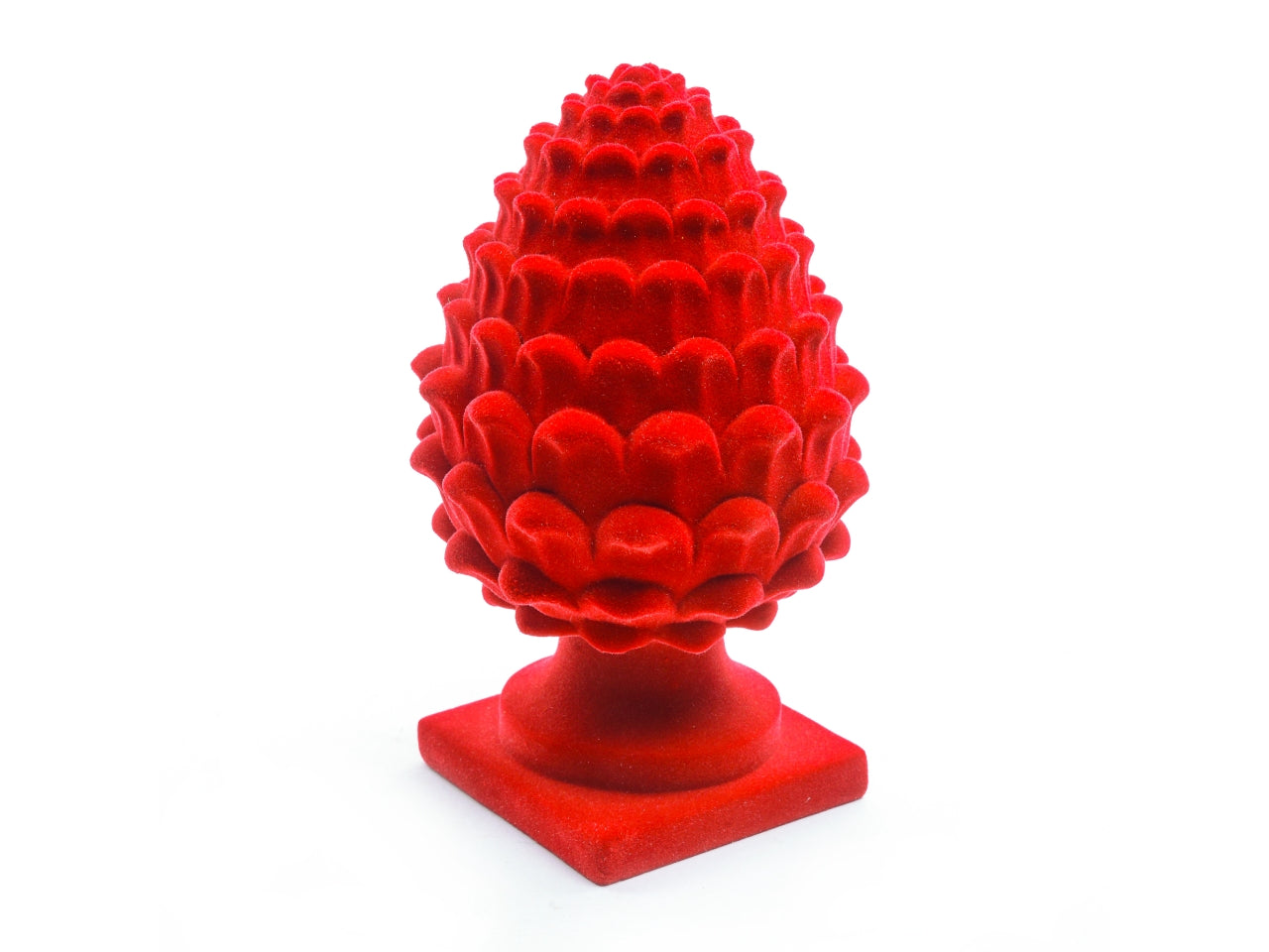 Pigna da appoggio in poliresina floccata rossa 13x13xh.23cm