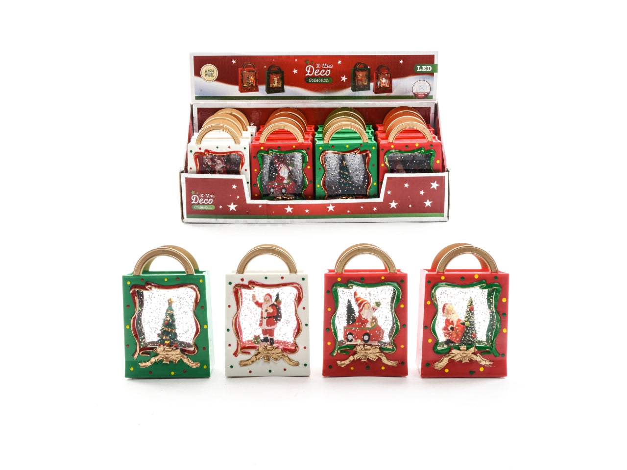 borsetta regalo con acqua e luci a batteria 7,5x4xh.12cm assortiti