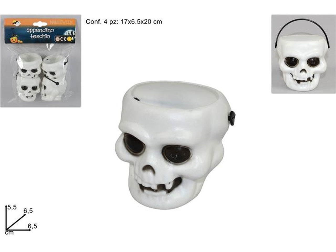 Secchiello teschio 4 pezzi