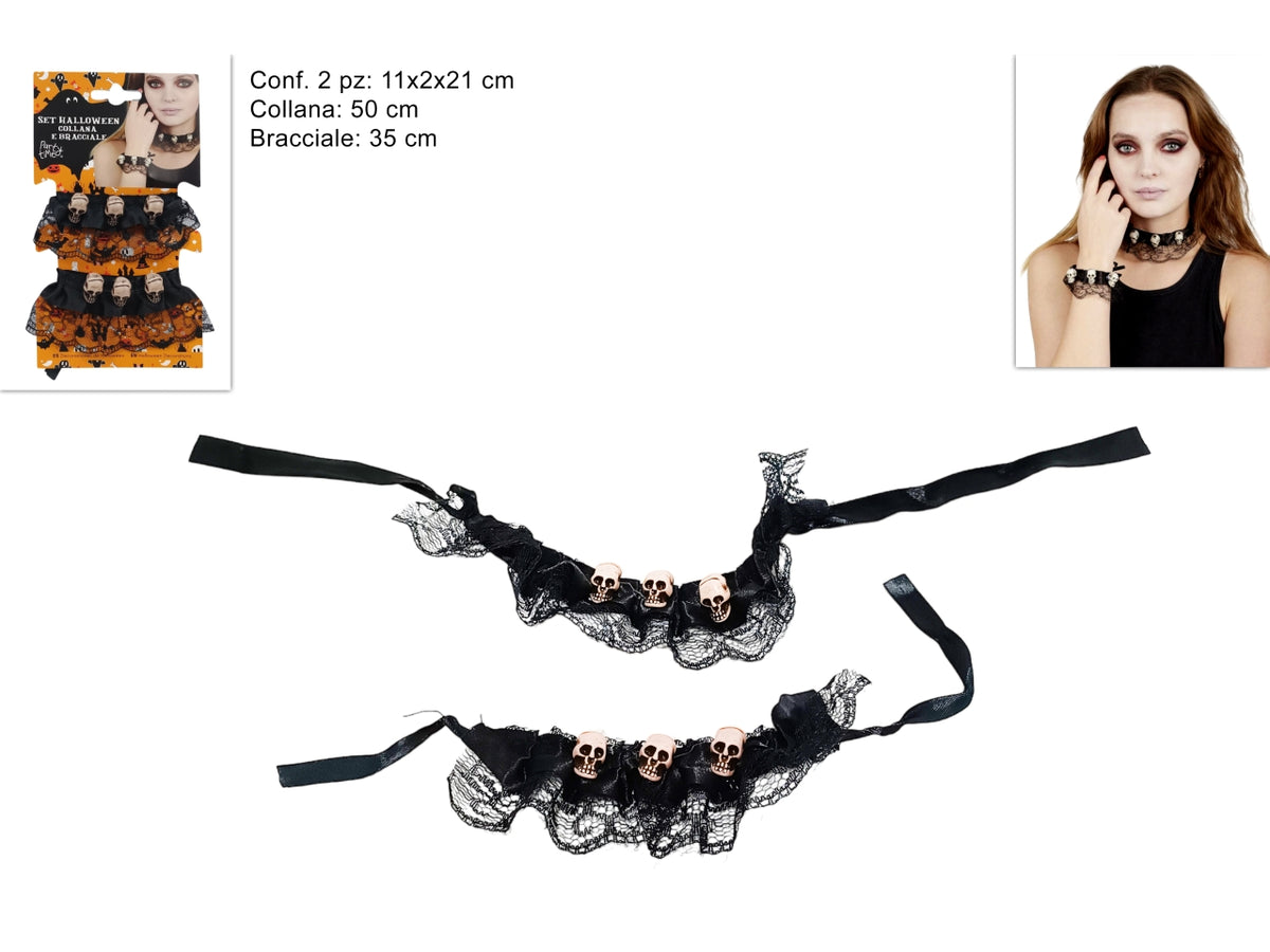 Collana e bracciale con teschi